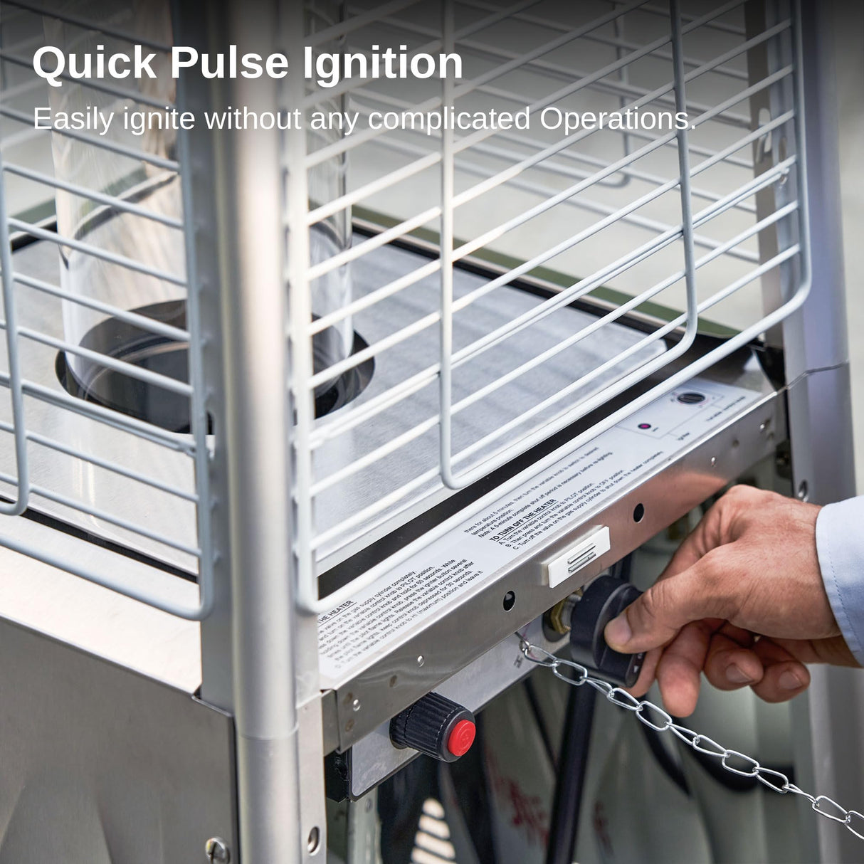 EAST OAK Pyramid Patio Heater, 48,000 BTU Outdoor Heater All Stainless Steel, Quartz Glass Tube Propane Heater for Commercial & Residential, Triple Protection System With Wheels, 2024 EAST OAK