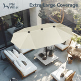 PHI VILLA 13ft Large Patio Umbrellas, Double-Sided Outdoor Market Rectangle Umbrella for Outside, Ivory PHI VILLA