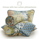 Secgo King Size Comforter Set- 100% Cotton Quilt King Size Set, Green, Sage bedspreads (96 * 108 Inch) with 2 Pillow Shams, Patchwork Reversible Lightweight Bedding Secgo