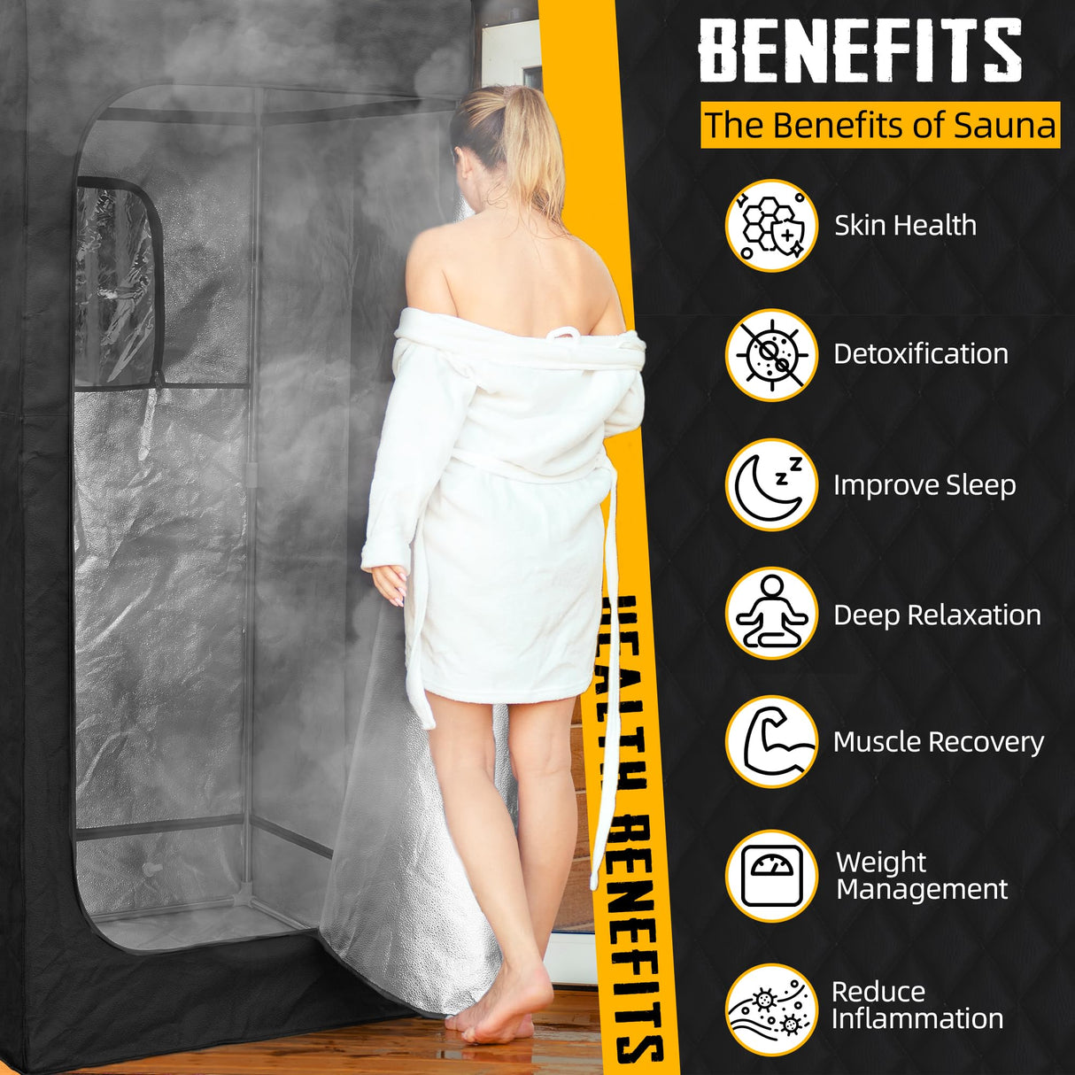 ouluu Large Portable Steam Sauna, 3L Steamer Portable Sauna Box for Home, Personal Sauna with Big Sauna Chair, Remote Control, 3.2’ x 3.2’ x 6.0’, Black, 1200W ouluu