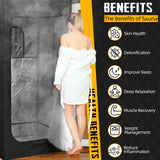 ouluu Large Portable Steam Sauna, 3L Steamer Portable Sauna Box for Home, Personal Sauna with Big Sauna Chair, Remote Control, 3.2’ x 3.2’ x 6.0’, Black, 1200W ouluu