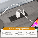 ADORNEVE Loft Bed Full Size with U-Shaped Desk, 6 Storage Drawers, Power Outlet, LED Metal Loft Bed with 2 Storage Shelves, Bed with Safety Guardrail & Ladders, No Box Spring Needed, Grey ADORNEVE