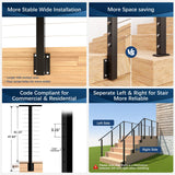 Gyykzz 2Pack One-Stop Side Mount Cable Railing Post Kits 42" (Post Body 47.6"), Complete Set Include 2 Pack Side Mount Line Posts, 105ft Cable, 12 Sets Cable Tensioner, 48 Cable Grommets (No Handrail) Gyykzz