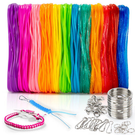 RAINFLOW Plastic Lanyard String Kit - Lanyard Making Kit for Crafts,Plastic String Lacing Cord for Bracelet Making,Keychain Crafts DIY, Bracelet and Lanyards 12 Colors RAINFLOW