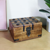 Nautical Cove Treasure Chest Wooden Box with Antique Iron Lock and Skeleton Key - Storage and Decor (Small 8 x 6 x 4.5) Nautical Cove