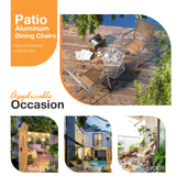 Patiorama Aluminum Outdoor Dining Chairs Set of 6, Stackable Outdoor Patio Chairs Set of 6, All-Weather Bistro Chair with Armrest, Faux Wood Outdoor Dining Chairs for Indoor Yard Garden-Teakwood Brown Patiorama