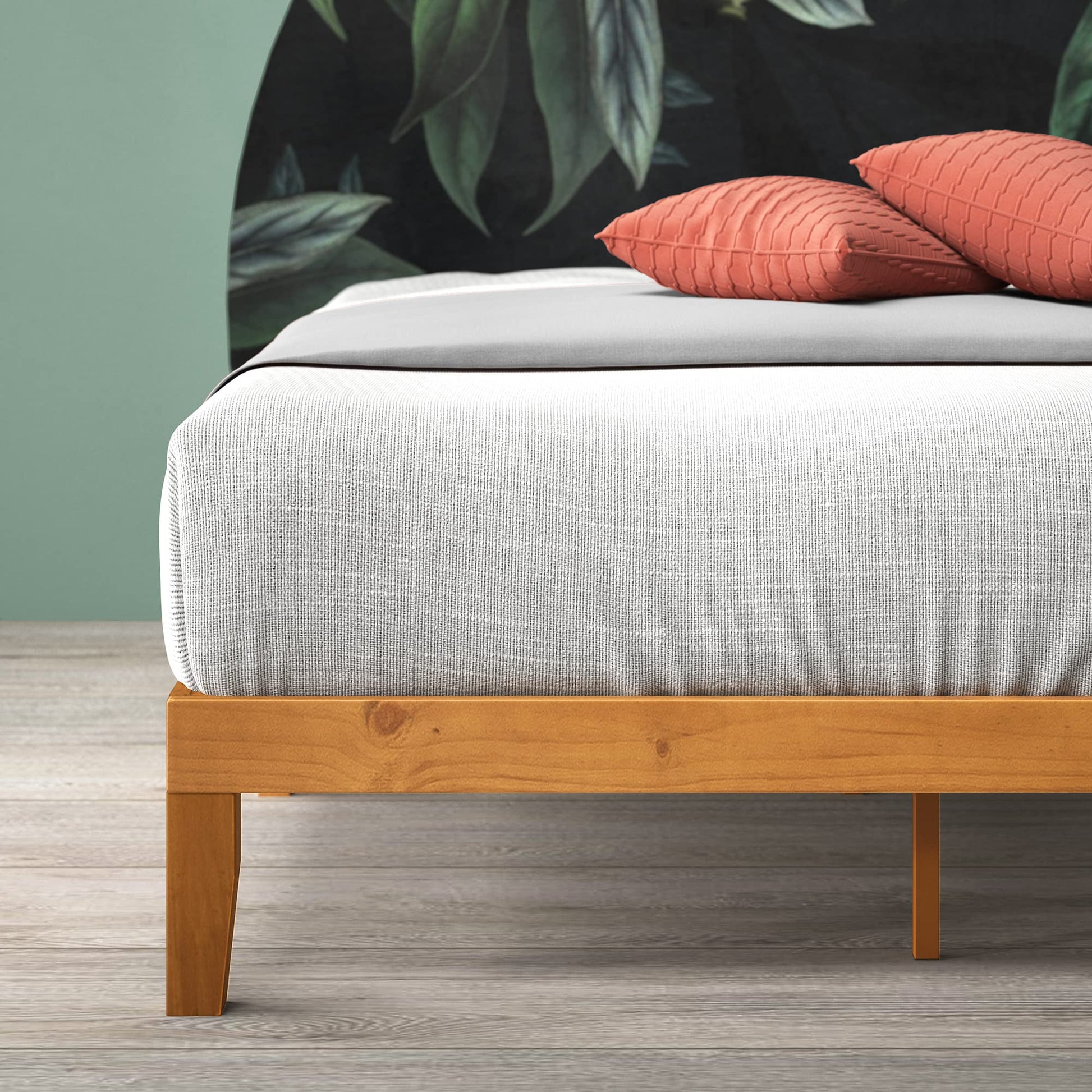 ZINUS Alexia Solid Wood Platform Bed Frame with Rustic Pine Finish - No Box Spring Required, Easy Assembly, Queen Size - WoodArtSupply