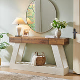 OKD 60" Farmhouse Entryway Table with Drawer, Console Table Behind Sofa, Narrow Long Entryway for Hallway, Living Room, Hallway, Behind Couch(Antique White) OKD