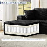 GNIXUU 133.5" Black Corduroy Boneless Sectional Couches for Living Room, Oversized Memory Foam U Shaped Cloud Modular Sectional Sofa with Deep Seat, Cup Holders & Storage Pocket, No Assembly Required GNIXUU