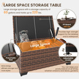 VONZOY Wide Armrest Outdoor Patio Furniture Set, 5 Piece Patio Sectional Sofa with Storage Table for Backyard, Porch, Balcony, Poolside(Navy Blue) VONZOY