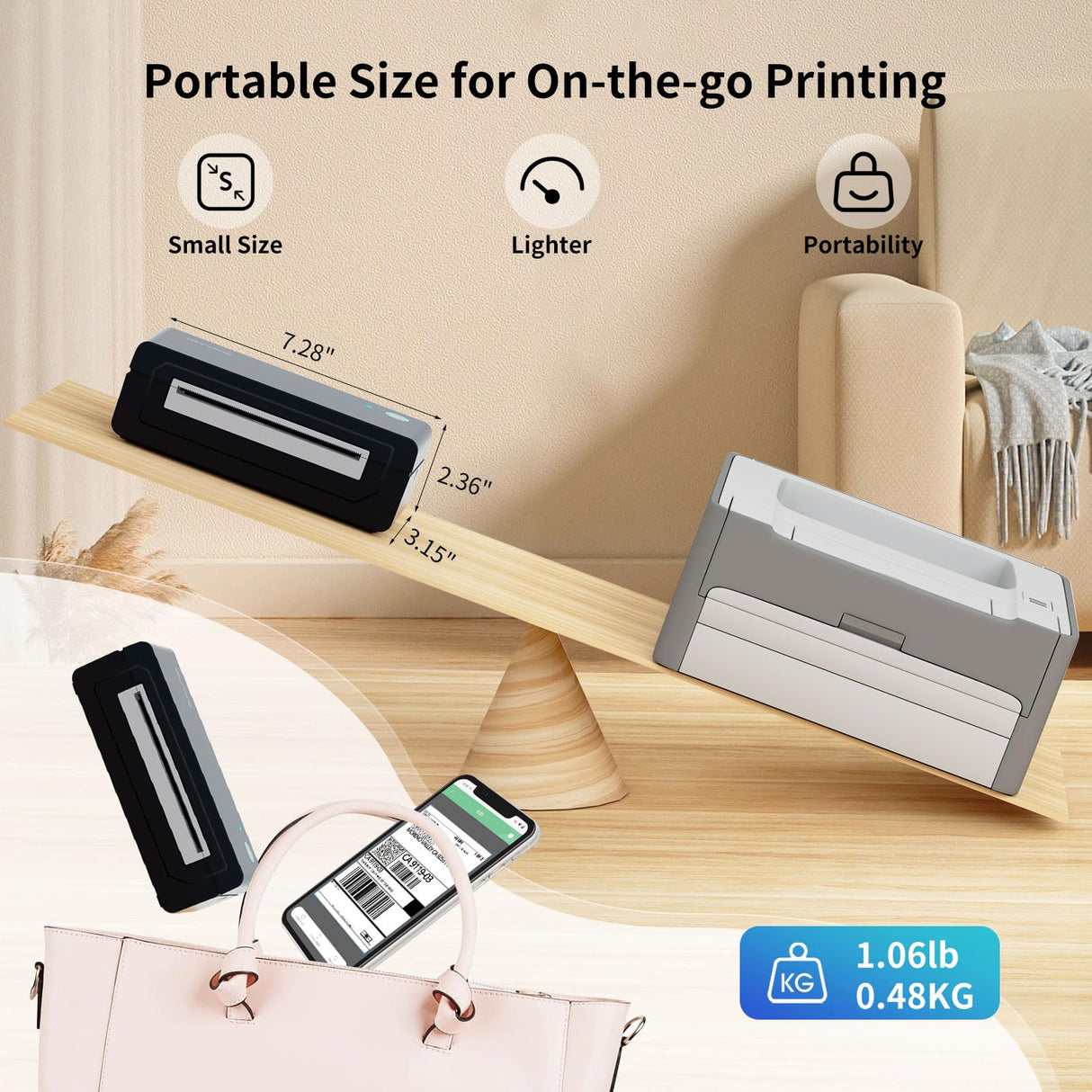 Gloryang Bluetooth Thermal Shipping Label Printer, 4X6 Inkless Label Printer for iOS, Android, Laptop, Wireless Printer for Small Business, Compatible with Amazon, UPS, Shopify, Black Gloryang