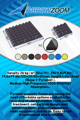 Arrowzoom New 12 Pieces 10x10x2inch Soundproofing Insulation Pyramid Acoustic Wall Foam Padding Studio Foam Tiles AZ1034 Pearl White Arrowzoom