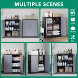 Letaya Metal Storage Cabinets with Lock Door and Shelves, Steel Garage Tool Cabinets for Home,Office, Warehouse,Lockers (36“-Black&Gray) Letaya