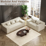 Modern 3-Seater Sofa, Hybrid Sofa in a Box, No Assembly Required, Comfy Sofa Couch with 3 Matching Pillows, Cat-Scratch Resistant Linen, Couch for Living Room or Bedroom, Beige PurrJoys