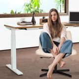 FDW Criss Cross Chair Armless Cross Legged Office Desk Chair Adjustable Swivel Ergonomic Desk Chair No Wheels U Shaped Backrest with Wide Seat Native Sponge Computer Task Vanity Chair for Home Office FDW