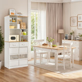 VECELO 72" Tall Kitchen Pantry Storage Cabinet with Doors & Shelves & 2 Drawers Freestanding Buffet Hutch with | Microwave Stand | Cupboard for Dining Room, White VECELO