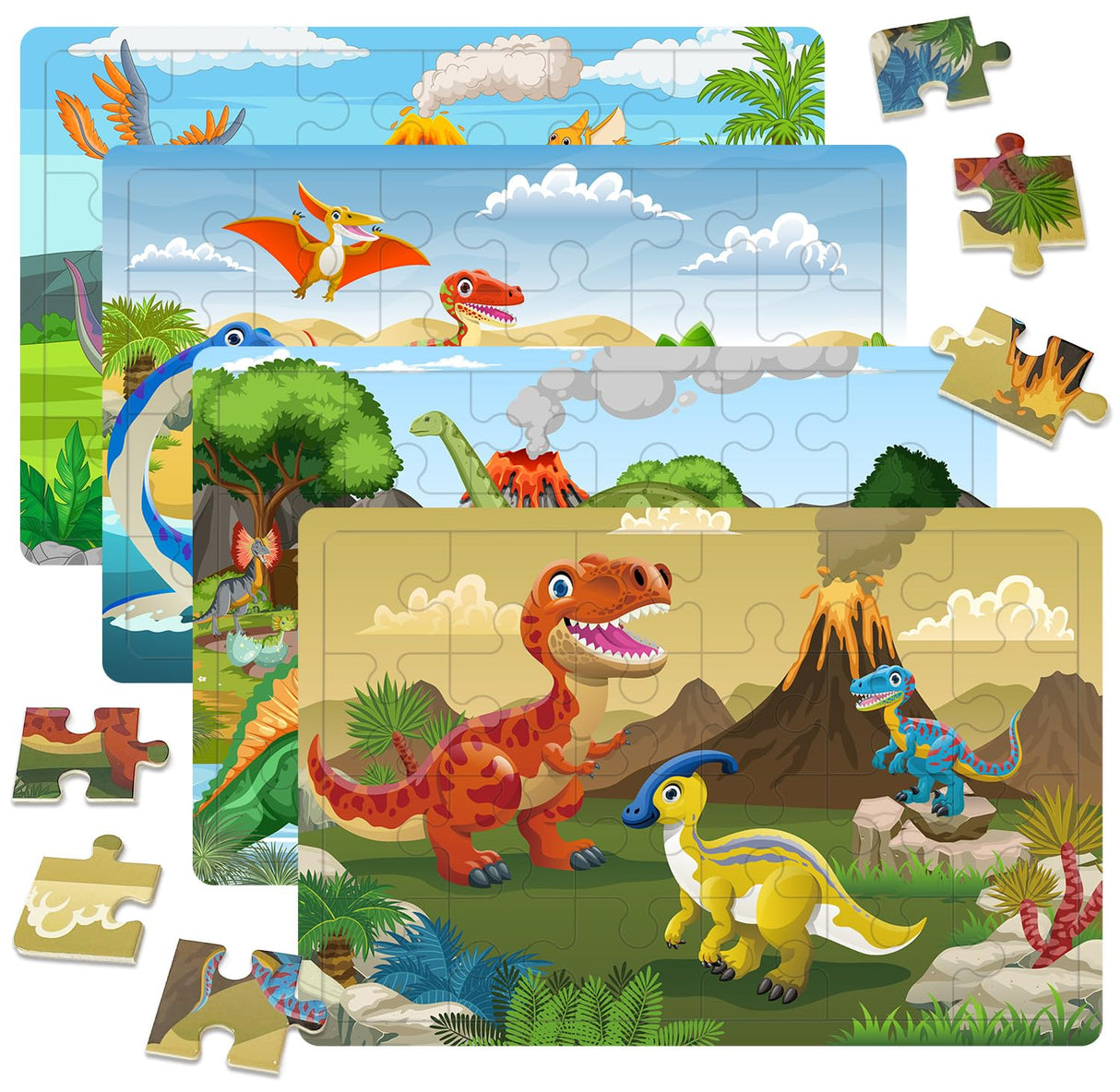 Puzzles for Kids Ages 3-5 4-6, 24 Pieces Dinosaur Wooden Jigsaw Puzzles for Toddlers Ages 3 4 5 6 Year Olds Educational Learning Toys Children Puzzles for Kids Boys and Girls OSBOO
