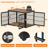 rehomerance Rustic Heavy Duty Dog Crate Furniture for Extra Large Dogs, Decorative Pet House End Table, Wooden Cage Kennel Furniture Indoor, XL, Black and Brown rehomerance