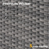 HOOOWOOO Patio Outdoor Sectional Furniture Sofa Set with Fire Pit Table,13 Piece L Shaped Wicker Couch Set with Swivel Chairs,Modern 10 Persons Summer Patio Conversation Set(Navy Blue) HOOOWOOO