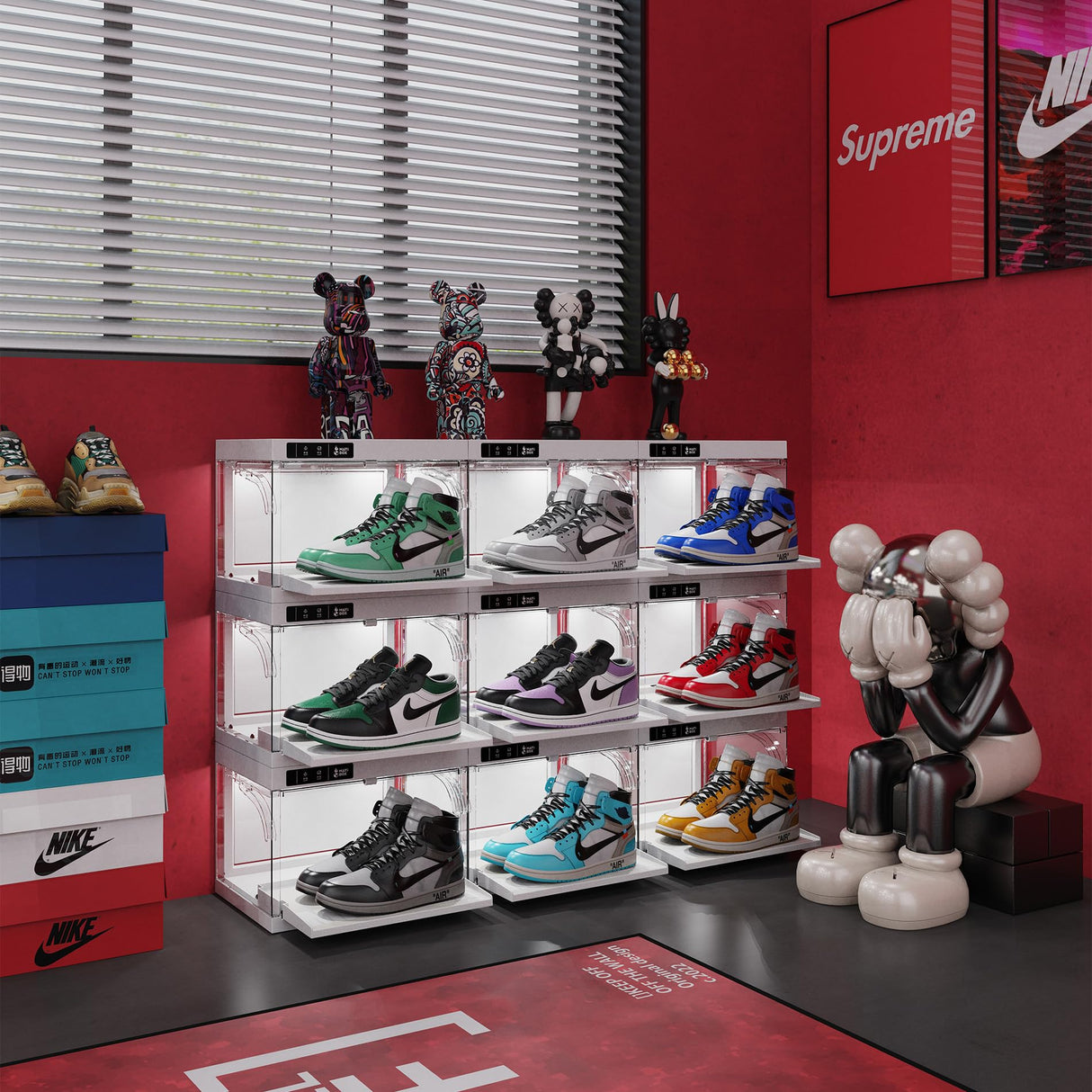 ANTBOX Shoe Organizer LED Smart Control,Auto-Shoe Boxes Clear Plastic Stackable for Sneaker Display Case and Collection Crate,Auto-Opening Shoe Storage Box (1pack) White ANTBOX