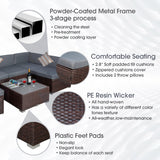 7 Piece Outdoor Patio Furniture Sets with Cushions, Outdoor PE Rattan Wicker Sectional Conversation Patio Couch Sofa Set with Coffee Table, for Garden, Deck, Poolside, Gray Welpatio