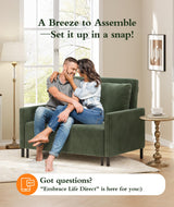 Corduroy Convertible Sofa Bed, 47" Loveseat Sleeper Sofa, Pull out Couch 618lb Capacity, Modern Sleeper Couch Bed 2 Fluffy Pillow Include, Small Couches for Small Spaces/Apartment/Office, Forest Green Domusensus