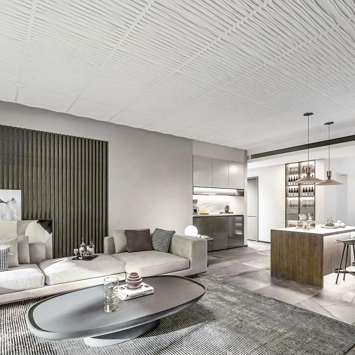 Art3dwallpanels Ceiling Tiles 24 x 24 for Interior Wall Décor, 12 Pack Drop Ceiling Tile 3D Wall Panel Fire Rated Waterproof Premium PVC, No Sag and Breakage Wall Panels Cover 48.Sq.Ft. White Art3dwallpanels