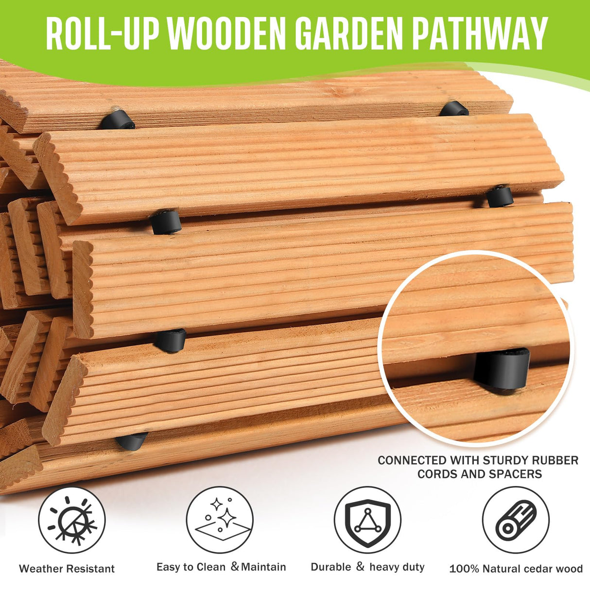 Tatuo 8 FT Wooden Garden Pathway Roll Out Straight Walkway Outdoor Path Wood Flooring Boardwalk Pavers for Garden Backyard Patio Beach Outdoor Wedding Party, 8' L x 17" W(1 Pack) Tatuo