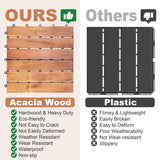 PrimeZone 108 PCS FSC Certified Acacia Wood Interlocking Deck Tiles - 12" x 12" Waterproof Indoor Outdoor Patio Flooring Decking Tiles for Balcony, Backyard & Poolside, All Weather Use, Natural Wood PrimeZone