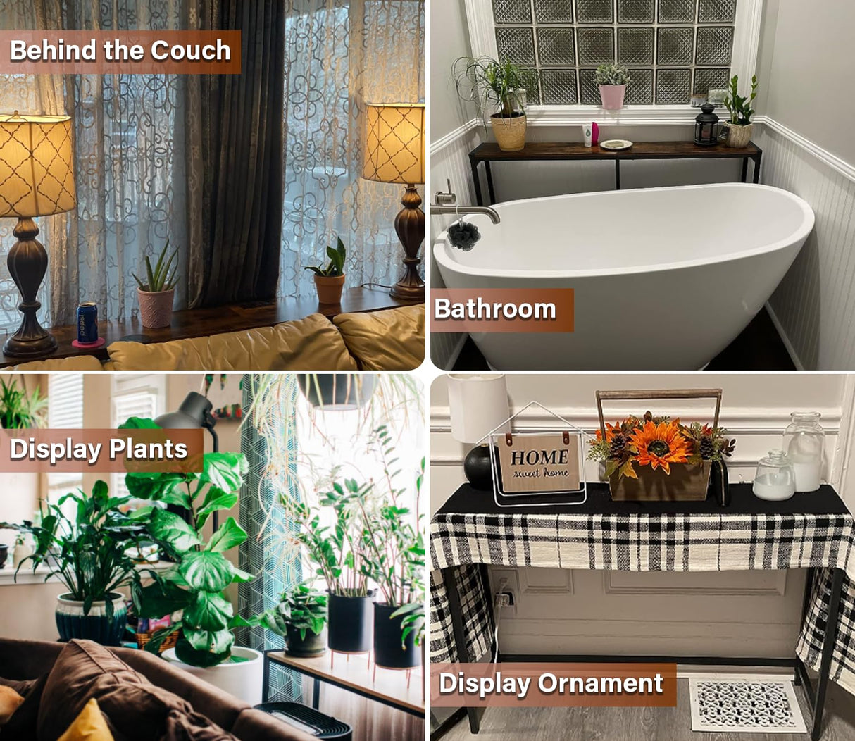 Tigerden Industrial 33" Narrow Console Table, Sofa Table for Entryway, Couch Table, Entrance Side Table for Hallway, Living Room, Foyer, Corridor, Bedroom, Rustic Brown and Black Tigerden