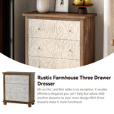 COZAYH Farmhouse 3-Drawer Dresser, French Country Chest of Drawer with Leaves Pattern Carved, Distressed Finish, White & Brown COZAYH