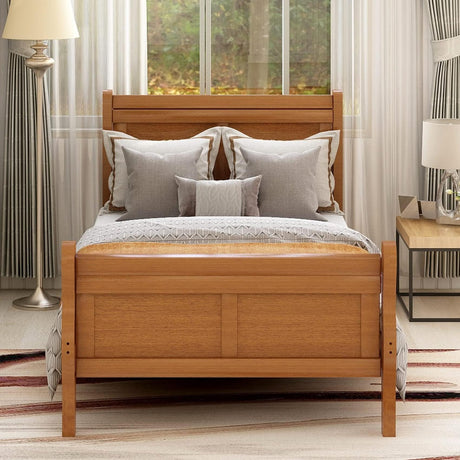 Harper & Bright Designs Solid Oak Wood Twin Bed Frame for Kids,Naturalista Kids Twin Platform Bed Frame with Headboard/Footboard/Wood Slat Support,No Box Spring Needed, Easy Assembly - Oak Harper & Bright Designs