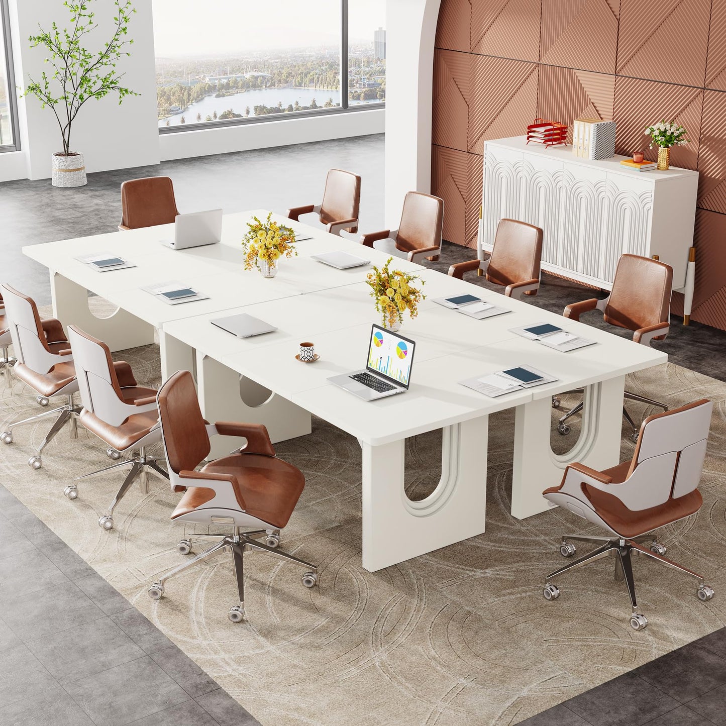 Tribesigns Modern Executive Desk, 70.9" Large Office Computer Desk, Conference Table Meeting Room Table, Simple White Workstation Business Furniture for Home Office - WoodArtSupply