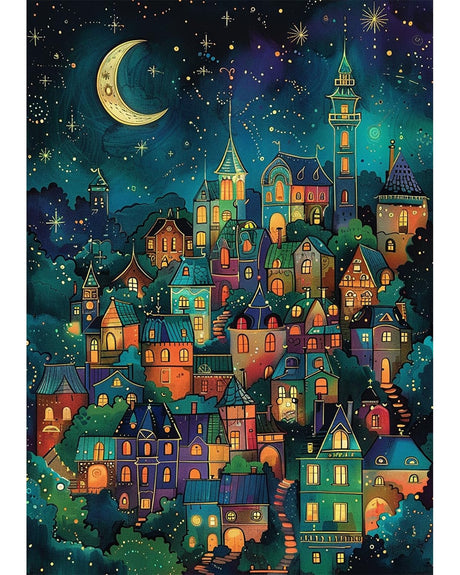 Starry Night Diamond Art Kits for Adults, Crafts 5D Diamond Painting Dot Kit for Adult Beginners, Abstract Landscape DIY Round Dots Full Drill Diamonds Paintings Art for Home Wall Decor Gifts 12X16 In Luckyrichrui