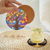igoodom 8 Pcs Tree of Life Diamond Art Coasters Kit with Holder, DIY Tree Diamond Painting Coasters for Beginners Adults, Non Slip Diamond Art Kits Craft Supplies 4x4inch igoodom