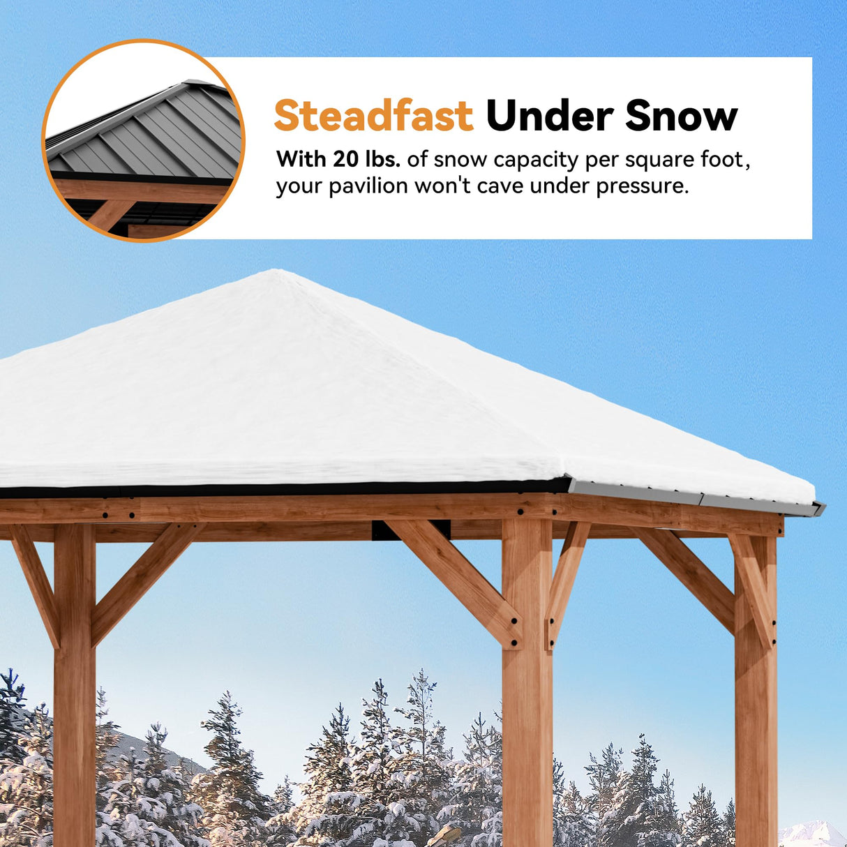 Modern Shade Tranquil Grove Wood Gazebo 10' x 10', Permanent Grill Gazebo with Galvanized Steel Hardtop Roof, Cedar Framed Wooden Pavilion for Garden, Backyard Modern Shade Outdoor Living Spaces