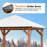 Modern Shade Tranquil Grove Wood Gazebo 10' x 10', Permanent Grill Gazebo with Galvanized Steel Hardtop Roof, Cedar Framed Wooden Pavilion for Garden, Backyard Modern Shade Outdoor Living Spaces