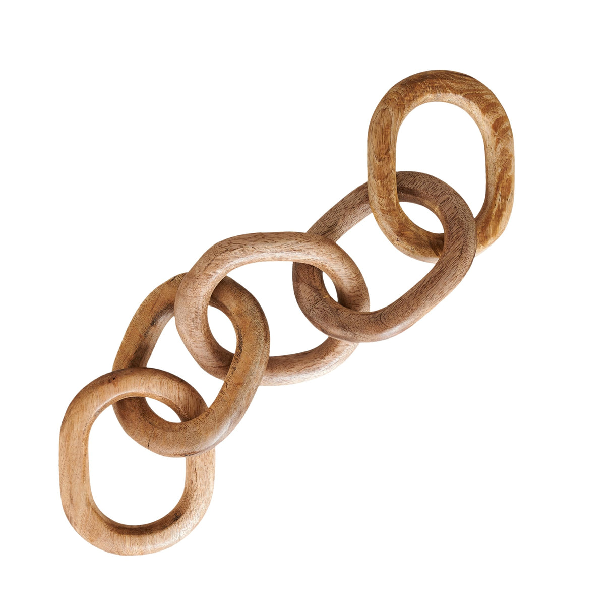 Wood Chain Link Decor Hand Carved 5-Link Wood Knot Decorative Chain, Rustic Wood Link Decorative Object Large Wooden Chain for Home Living Room Coffee Table Farmhouse Natural 16 x 4 x 2 Eximious India