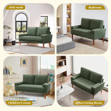 Loveseat Sofa with Solid Wood Legs,48" Small Corduroy Couches for Small Spaces, Mid Century Modern Love Seat for Living Room, Bedroom, Easy Assembly with Throw Pillow, Green Vesgantti