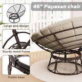 MeetLeisure 46'' Large Size Papasan Chair with Cushion and Frame, Overstuffed Thickened Papasan, Lazy Circle Round Chair, Beige MeetLeisure