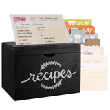 Recipe Cards and Box Set, Wood Recipe Card Box, Farmhouse Recipe Organizer for Kitchen Counter, Rustic Recipe Holder with 4x6 Inches Recipe Cards, Great Gift for Grandma Mom Women Recipe Lovers MISTOD