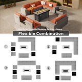 ovios 13 Pieces Patio Furniture Set, Outdoor Wicker Sectional Sofa with 54 Inch Fire Pit Table Comfy Cushions, Modern Modular Deep Seat Rattan Couch Conversation Set, Orange Red ovios