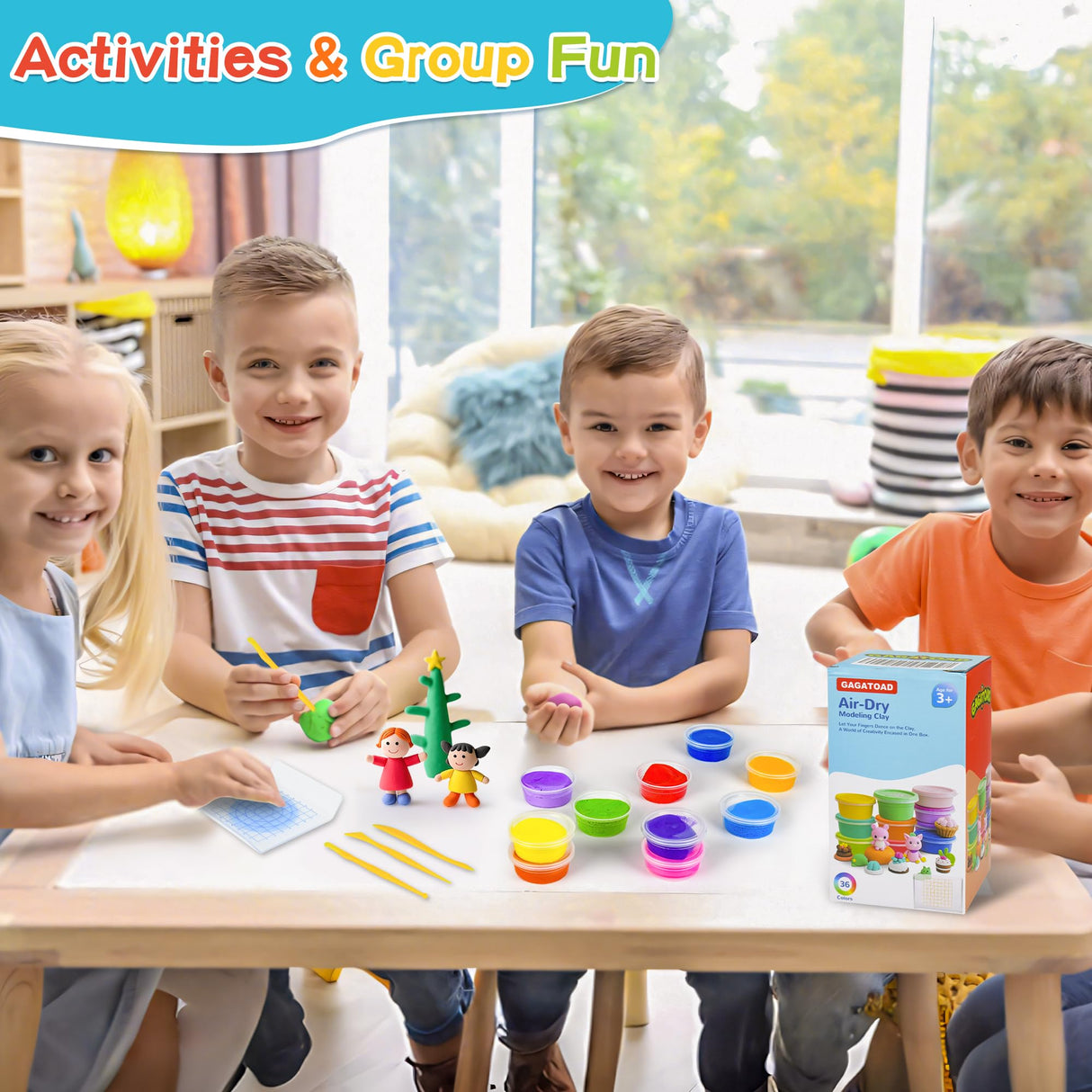 GAGAtoad 36 Colors Ultra Light Air Dry Clay Kit with Pressing Board Modeling Clay Plastic Tools, with Guide Book for Boys and Girls Age 3-12 Year Old Gift Toy Clay Art Crafts GAGATOAD