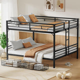 PVWIIK King Over King Bunk Bed with Drawer and Guardrails for Adult Teenagers Bedroom,Metal Bed Frame w/Ladder for Girls, Boys,Modern Style Bed/No Box Spring Required,Black PVWIIK