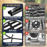 LEVELEVE Egg Chair with Stand,Patio Rattan Wicker Hanging Swing Egg Chair Hammock Chair for Porch Garden,Thickened Aluminum Alloy Steel Frame and UV Resistant Cushion,350LBS Capacity(Dark Blue) LEVELEVE