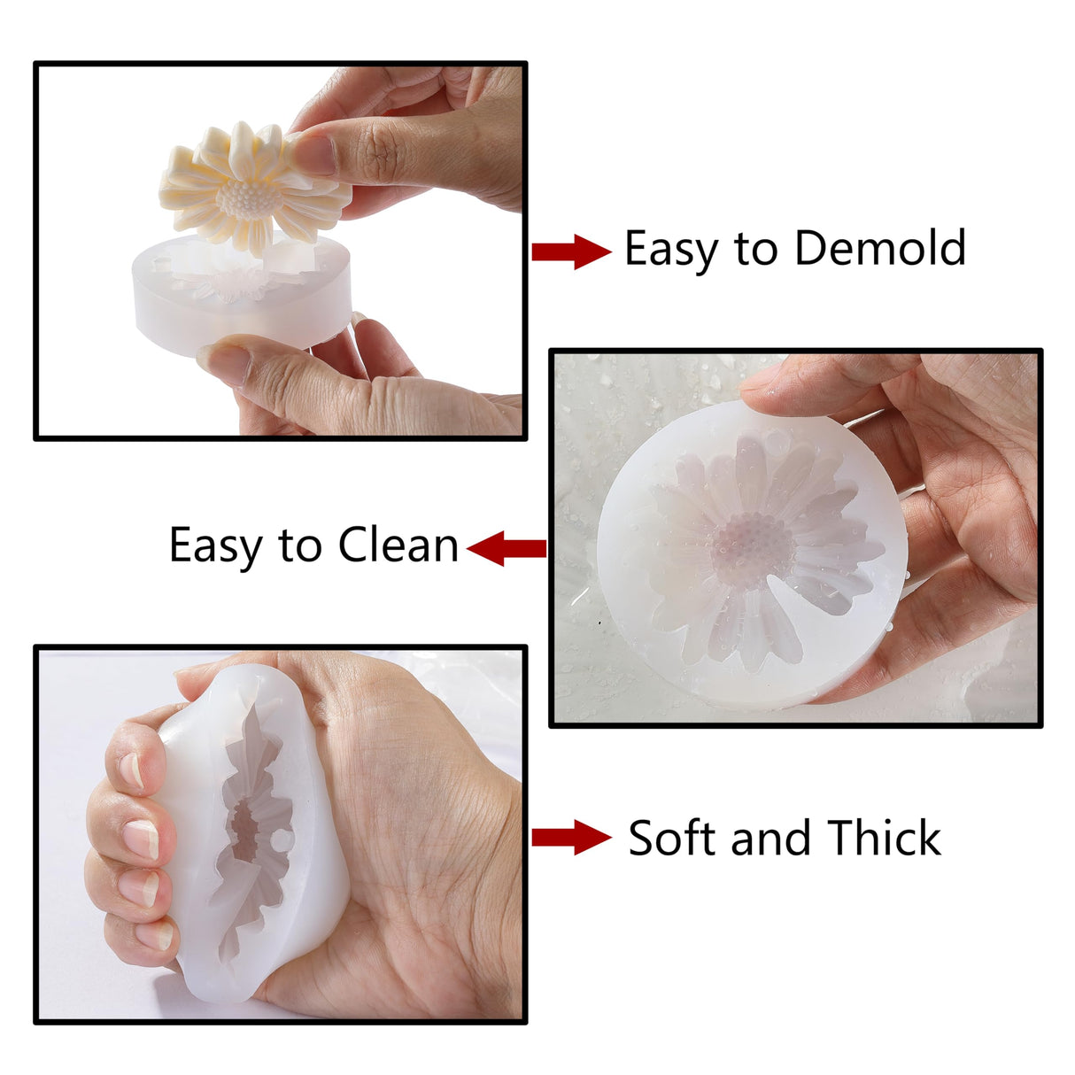 KCKHFA Daisy Flower Silicone Candle Mold, Moldes para Velas for Candles, Handmade Soaps, Bath Bombs, Lotion Bars, Resin Crafts, Concrete Decorations KCKHFA