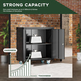 Greenvelly Metal Cabinet with Wheels,Black 36" Rolling Storage Cabinet with Locking Doors and Adjustable Shelves,Small Metal Garage Storage Cabinet with Wheels for Home,Kitchen,Office,Warehouse Greenvelly