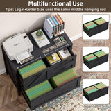 4-Drawer Wood Lateral File Cabinet for Hanging Files Letter/A4/Legal Size, Large Farmhouse File Cabinets for Home Office, Printer Stand with Office Cabinet, Black Vabches