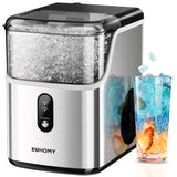 EUHOMY Nugget Ice Makers Countertop, Pebble Ice Maker Machine with 35lbs/24H Soft Ice, Self-Cleaning Sonic Ice Maker with Ice Scoop&Basket, Pellet Ice Maker for Home/Kitchen/Office(Stainless Steels) EUHOMY