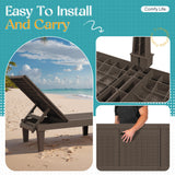 Greesum Outdoor Chaise Lounge Chairs Set of 2 with 5-Position Adjustable Backrest, Waterproof PP Sun Loungers for Garden Pool Beach Patio Deck Sunbathing, Brown Greesum